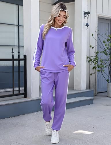 Image of Marvmys Women Long Sleeve Tracksuits Fashion 2 Piece Lounge Set Travel Outfits Jogger Set