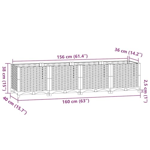 Jardinière surélevée polypropylène résistante 160 cm grand volume - 8