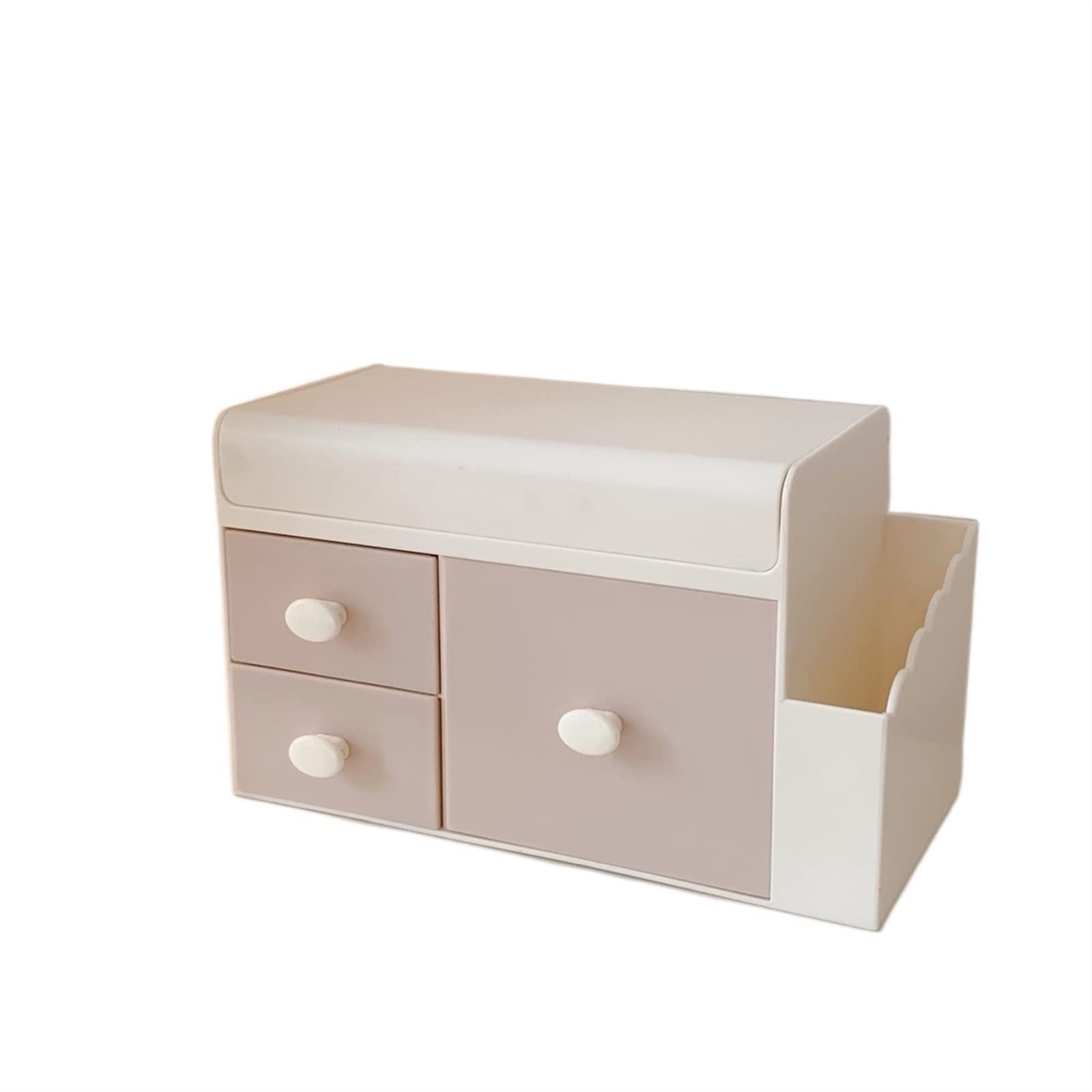 JINGYAN Storage Boxes Desktop Storage Box Plastic Drawer Pen Holder Student Cosmetic Home Organizer Container Send Stickers(Pink)