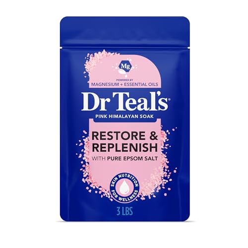 Dr Teal's Epsom Salt Magnesium Soak, Restore & Replenish with Pink Himalayan Salt, 3 lbs