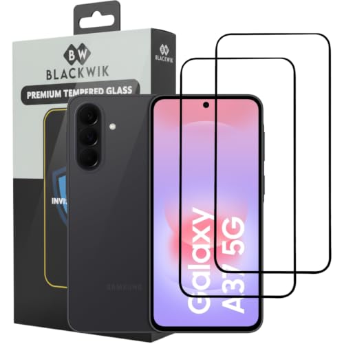 Image of Blackwik Premium Tempered Glass Screen Protector for Samsung Galaxy A37 5G with Edge-To-Edge Protector Coverage | Easy Installation Kit (Black) (Pack Of 2)
