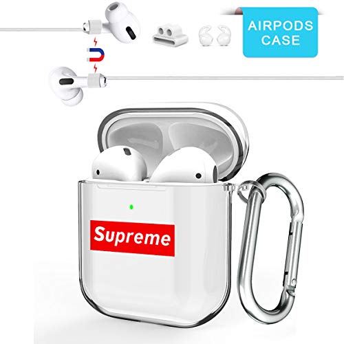 Maxjoy AirPod Case Cover,Clear Cute Airpods Case Protective Carry Cover with Keychain/Strap/Earhooks/Watchband Holder