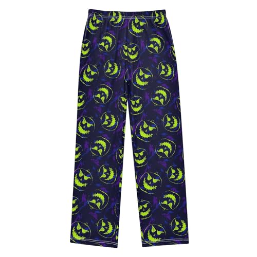 Retro Pumpkin Boys Long Pants Soft Trousers Elastic Waist Kids Lounge Bottoms with Pockets S-XL