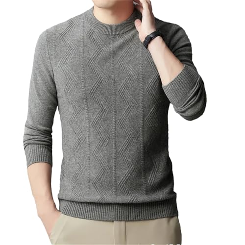 Men's Basic Knit Wool Pullover Men's Thick Warm Print Sweater Slim Fit Casual All-Match Jumper Dark Gray XXL