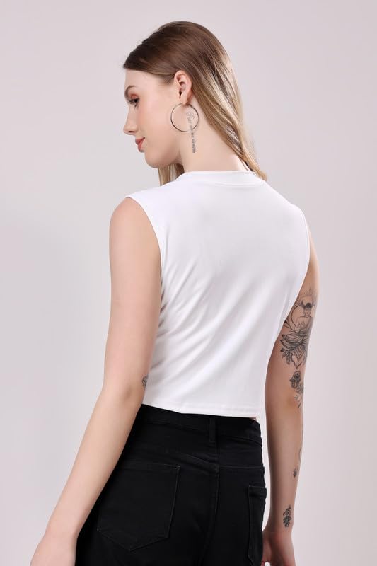 Image of London Hills Women Tops | Crop Top for Woman | Tank Tops for Woman | Sleeveless Tops' for Women Stylish | Halter Neck | Stretchable Crop Top | Ribbed Top'