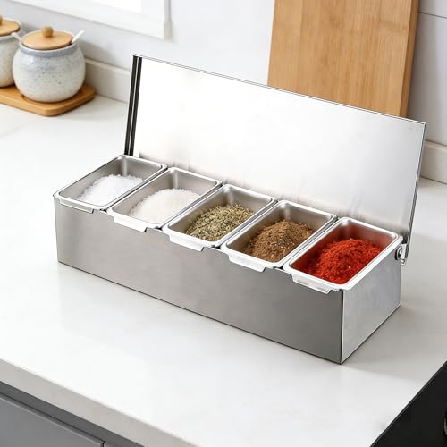 Boîte de rangement po five-spice durable en acier inoxydable pour comptoir - 8