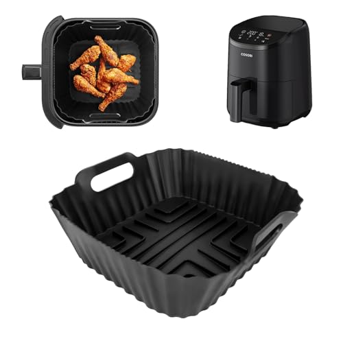 Silikonform Heißluftfritteuse Zubehör für COSORI Heißluftfritteuse klein 2L, Mini-Airfryer für 1 Person, Air Fryer Silikon Einsatz, Backform Zubehör für COSORI ‎‎CAF-LI211