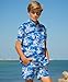 Yoimira Boys Hawaiian Shirt and Short Set Beach Shirts for Kids Printed Casual Outfit 2 Piece with Pocket 7-14 Years