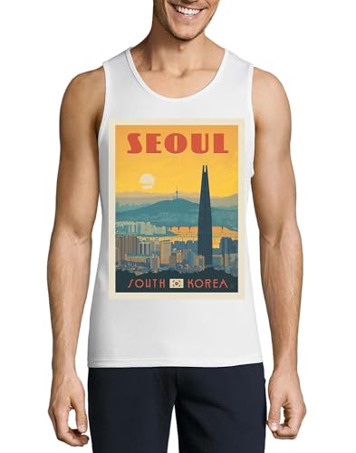 T-shirt Séoul South Korea en coton blanc pour revivre la magie d'un voyage minimaliste