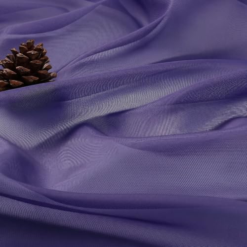 Image of Purple Bedroom Curtains 2 Panel Sets 96 Inch Length, 59 Inch Extra Wide Light Filtering Voile Drapes Light Airy Window Drapes for Patio Door Living Room Bedroom Dining, 59Wx96L Inches