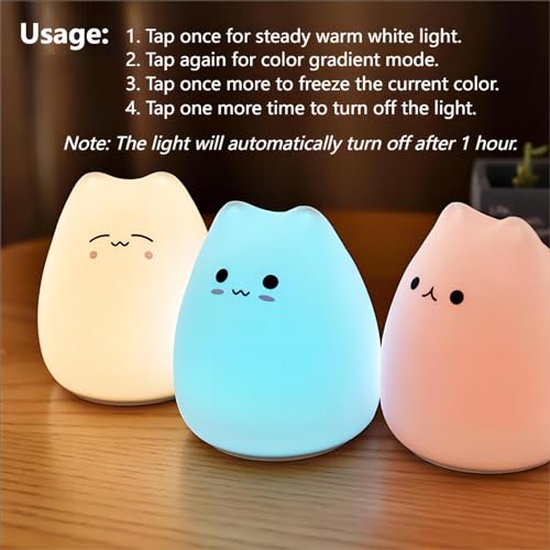 Gwindrise 20240222 Cat Night Light 7 Colors Silicone Squishy Cat Lamp thumb #3