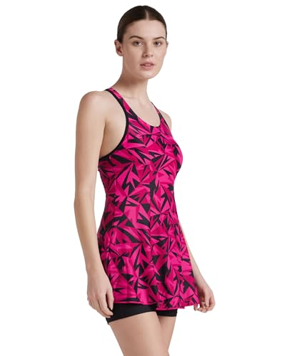 Image of Speedo Women's Printed Racerback Swimdress with Boyleg Swimming Costume