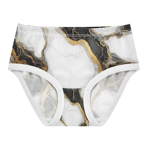 Marble Black White Girls Underwear, Toddler Panties, Cotton Underwear for Girls, 2–8 Years