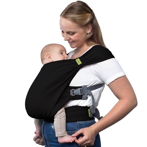 Image of Boba Bliss Pre-Wrapped Baby Carrier with Buckle - Newborn to 7-35 lbs Light, Breathable & Easy to Adjust Hybrid Infant Sling & Toddler Carrier - Certified Hip-Healthy for 0-18 Months - Black