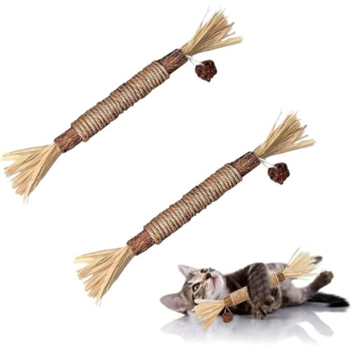 Image of Silvervine Sticks Cat Toys, 2 Pack Natural Cat Chew Stick Toy for Cats Dental Care Teeth Cleaning, Matatabi Catnip Treat Toys for Indoor Cat Kitten, Catnip Toys, Suitable for All Cats