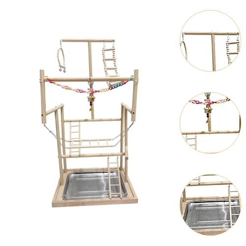 Ｂｅｓｇａ Pássaro Playground Ginásio Pássaro Playstand Madeira Perch Ginásio Playpen para Cockatiel Arar