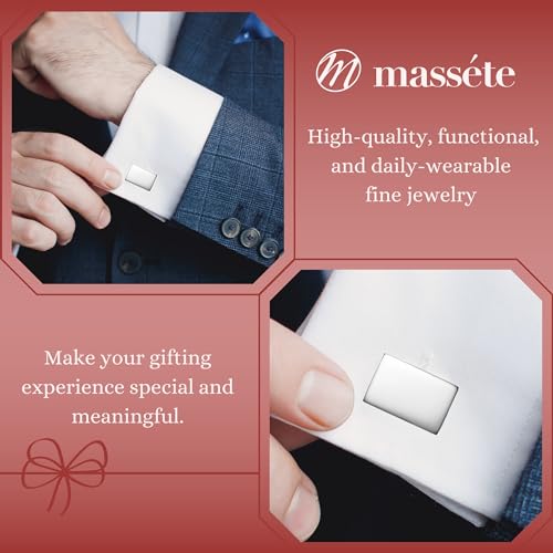 MASSETE Sterling Silver Cufflinks for Men Personalized with Engraved Initials or Name Gift for Men - Made in Italy3