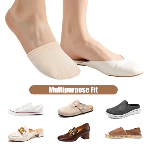 Image of 3 Pairs Toe Topper Socks Women, Lightweight Breathable Half Socks for Women Mules (Black, White, and Pink)