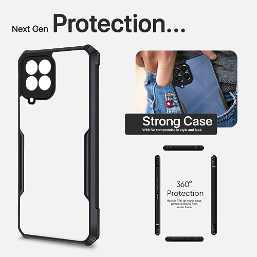Image of Pikkme Samsung Galaxy M33 5G Back Cover | Crystal Clear Transparent Back | Ultra Hybrid | Full Camera Protection | Raised Edge | Bumper Back Case for Samsung Galaxy M33 5G (Black)