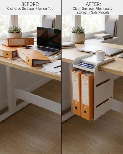 Image of Metal File /Documents /Magazine Rack | Office /WorkSpace Organizers | Multipurpose Table Storage Holder | Stationery Supplies Compartment Shelf | Desk Organizers | White