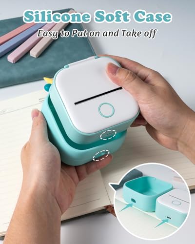Memoking T02 Schutzhülle - Einhorn-Form, Weiches Silikon, Niedliches Design, Kompatibel mit T02 Minidrucker Mini Thermodrucker Handy Bluetooth Mini Drucker Fotodrucker Tiny Printer Taschendrucke, Grün