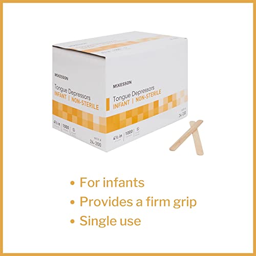 mckesson tongue depressors 1000 count infant size non-sterile wood unflavored splinter-free 45 in  use for medical arts crafts spa