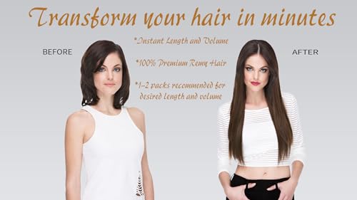 Mothers Day SALE COUPON-EURONEXT Clip in hair extensions, 100% Remy human hair, 18 inches, Straight, Curly, Dark Brown - Image 3