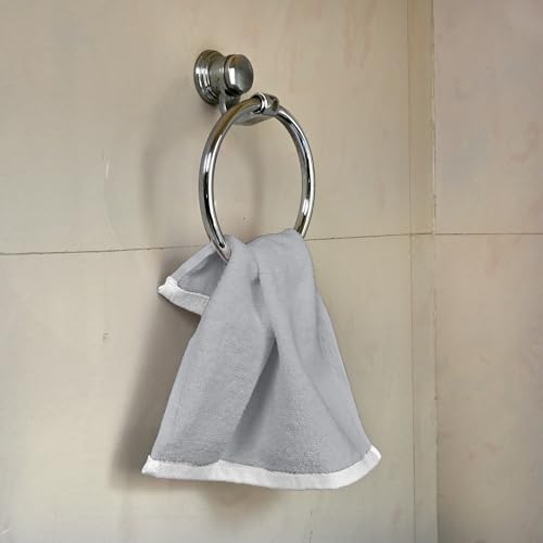 Image of Divine Casa 500 GSM Cotton Face Towel Set of 4 | 30 x 30 CM Grey Ultra Soft Cotton Face Towels | Quick Dry Washcloth Set