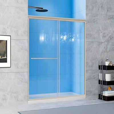 AZDHOME 44-48" W x 72" H Double Sliding Shower Door,1/4" Thick Clear SGCC Tempered Glass Shower Door,Shower Glass Door Brushed Nickel Finish