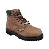 Ad Tec Men's 6in Heavy Duty Nubuck Leather Certified Construction Work Boots - Steel Toe, Oil Resistant and Lug Sole