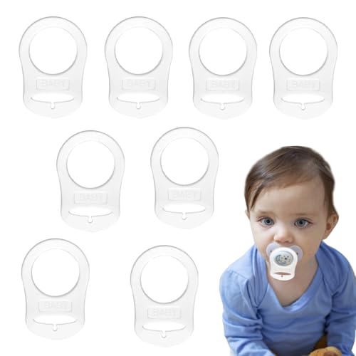 8 Piezas Anillo Silicona Chupete Bebé Clips Porta Adaptador Anillo Pinza Adaptador Chupete Apto para la Mayoría de Chupetes Enlace Fijación Chupete