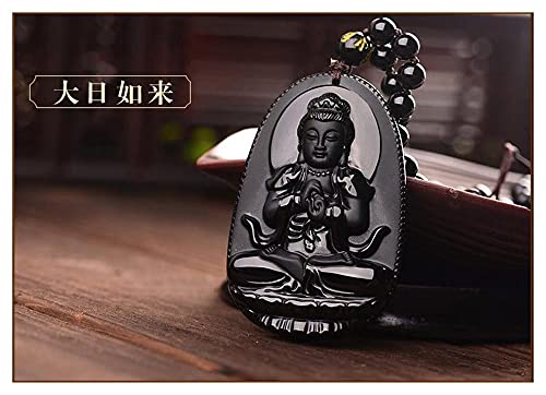 Homeilteds Black Buddha Amulet Pendant Necklace For Women Men pendants Jewelry Patron Saint Necklace gift (Metal Color : Maha vairocana)