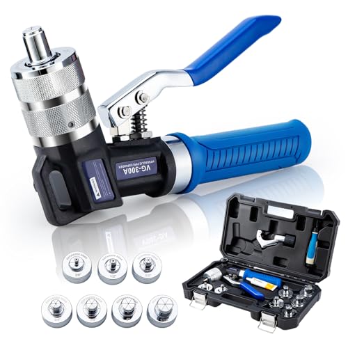iGeelee Copper Tube Expander Hydraulic Tube Swaging & Expanding Tool Kit Range 3/8" to 11/8" with 7 Heads Kit (VG-300-1)
