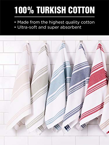 Dish Towels Dual Purpose Reversible, 100% Absorbent Cotton, Kitchen Towels Set Of 3 Striped, 17" X 30", 3-Pack Chili All-Clad Textiles #TOP5