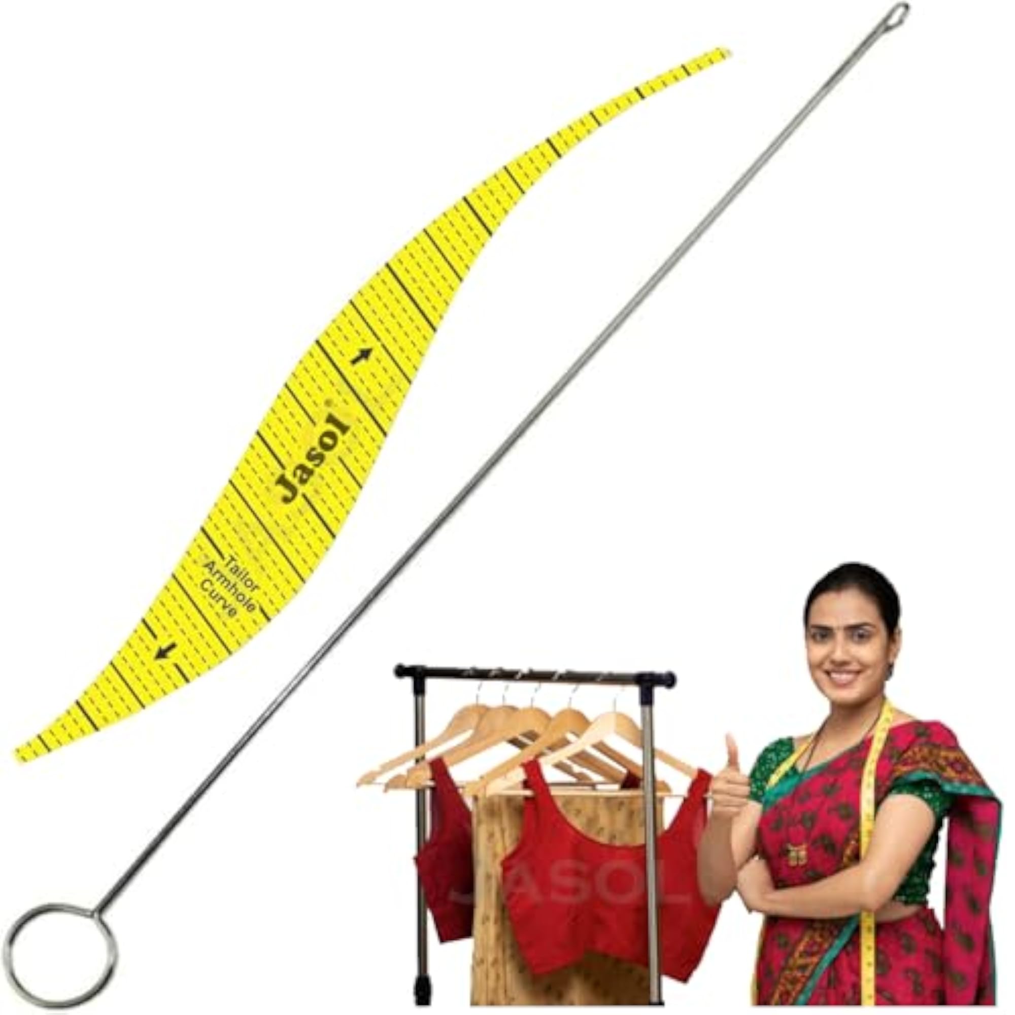 Sewing Loop Turner with Armhole Scale Ruler Set, Metal Hook