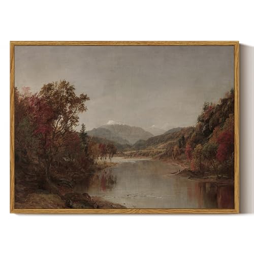 Image of ARPEOTCY Vintage Framed Canvas Wall Art, Fall Natural Scenery Wall Decor for Living Room, 12x16 inch, Vintage Landscape Paintings for Bedroom, Rustic Farmhouse Framed Art Prints, for Office