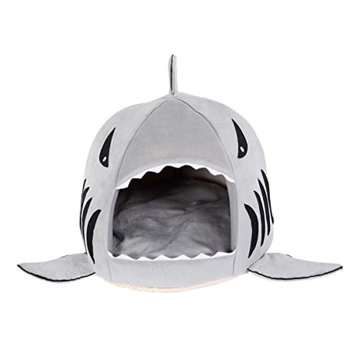 Unicoco cojín casa Interior Gato colchón Cama Perro en Forma tiburón con cojín extraíble