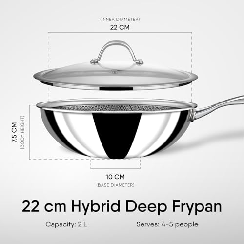 Image of Stahl Artisan Hybrid Deep Frypan 22 cm | Triply Steel with HexaRidge | Stick-Resistant, PFOA-Free | Gas & Induction Friendly