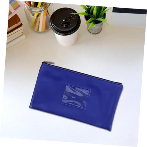 2Pcs Utility Zipper Wallet with Window for Organizing Cash Checks Coins PU Leather Money Pouch for and Documents Deposit Bag with Blank Card Holder4