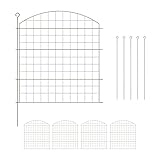 Relaxdays Teichzaun, 5 Zaunelemente, je HxB: 78 x 75 cm, Oberbogen, zum Stecken, Metall, Garten, Pool, Beetzaun, braun