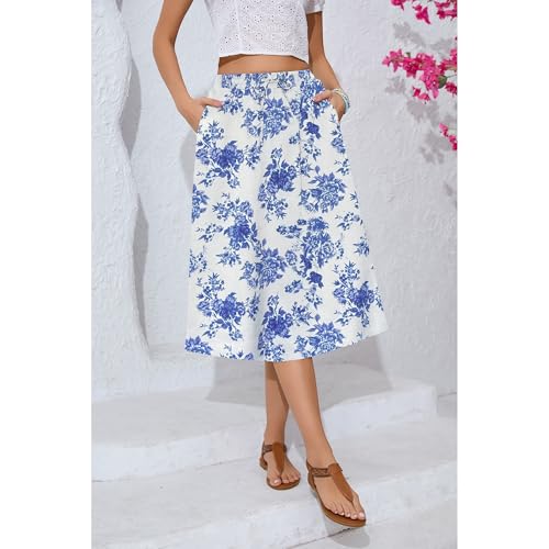 Image of Witsmile Women's Summer Pleated High Waisted Casual Flowy Skirt Pockets