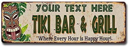 Miniatura 1 de Letrero personalizado de TIKI BAR & GRILL para decoración de cabaña, bares, decoración de parrilla, accesorios hawaianos, patio, playa, tabla de
