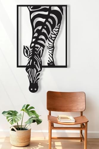 Image of Saifix Zebra Metal Wall Art Decorative Panel | Modern Safari-Themed Wall Hanging for Living Room, Bedroom & Office | Premium Laser Cut Steel with Rust-Proof Matte Coating
