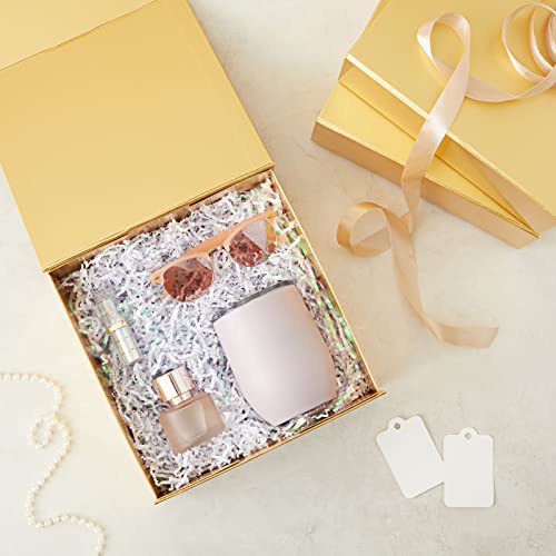 Stockroom Plus 6 Pack Proposal Boxes with Lid for Groomsmen, Bridesmaid, 9.5 x 9.5 x 3.5 Inch Square Glossy Gold Magnetic Gift Box for Parties, Retail