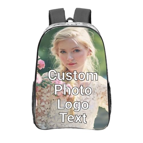 Custom Transparent Backpack with Name Personalized Clear Travel Bags Customize for Adults Men Women Casual Camping-Photo2