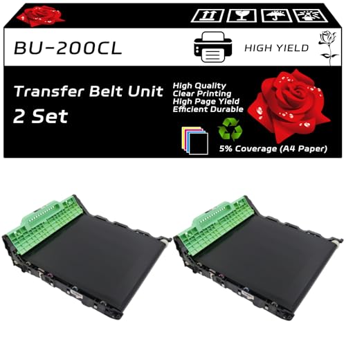 BU-200CL Transfer Belt Unit Compatible for Brother MFC-9010CN MFC-9120CN MFC-9125CN MFC-9320CW MFC-9325CW Printers, with Chip, High Yield 51000 Pages, Clear Printing (2 Set)