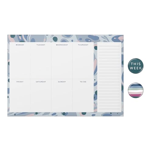 Busy B Weekly Planner Pad, Blue Marble Design, Week-to-View Planner with 52 Tear-Off Sheets, Two Handy Magnets - Image 3