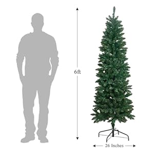 Slim christmas tree 6ft green artificial unlit pencil skinny pine xmas trees easy holiday indoor outdoor decor home office party decorations  urban country home decor