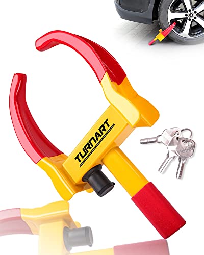 Turnart Wheel Clamp Lock Tyre Lock Cars Trailer Caravan Security Anti Theft Car Locking Van Caravan Motorhome (Yellow/Red)
