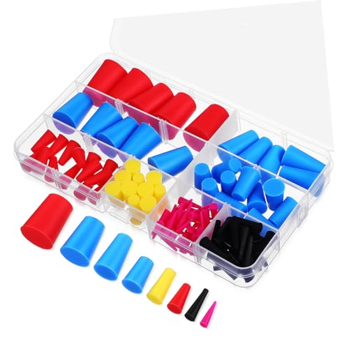 SOLUSTRE 110pcs Silicone Stoppers Tapered Plug Sealing Caps for Holes Powder Coating Plugs Lab Flask Tube Stoppers